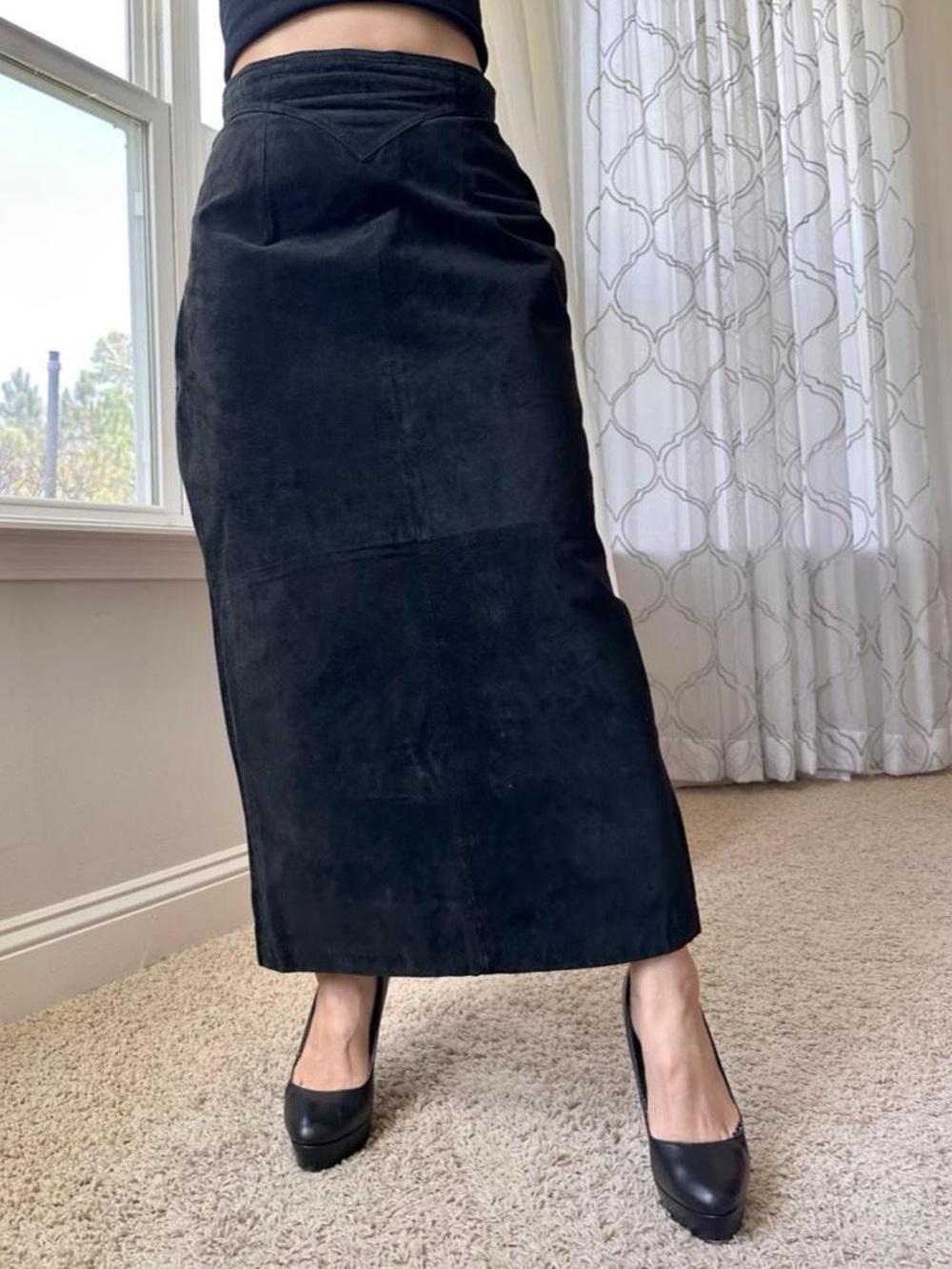 Suede Pencil Skirt